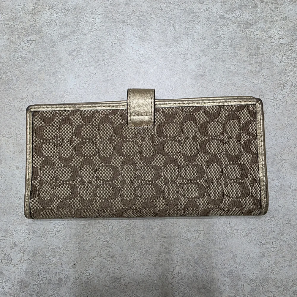 Coach Signature Canvas Continental Wallet in Brown/Gold - Picture 2 of 3